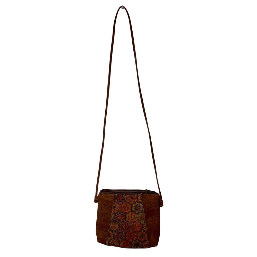 House of Cork Handcrafted Paisley Print Crossbody Purse Blue Brown Small